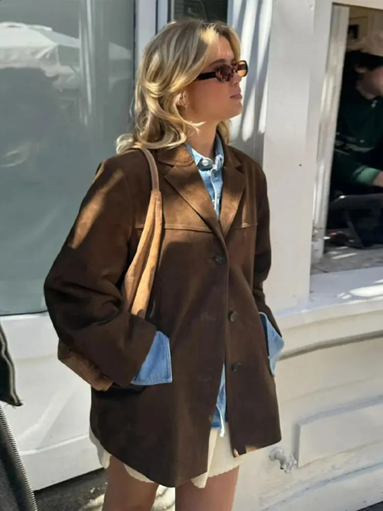 Sara - Vintage chic dámská bunda hnědá