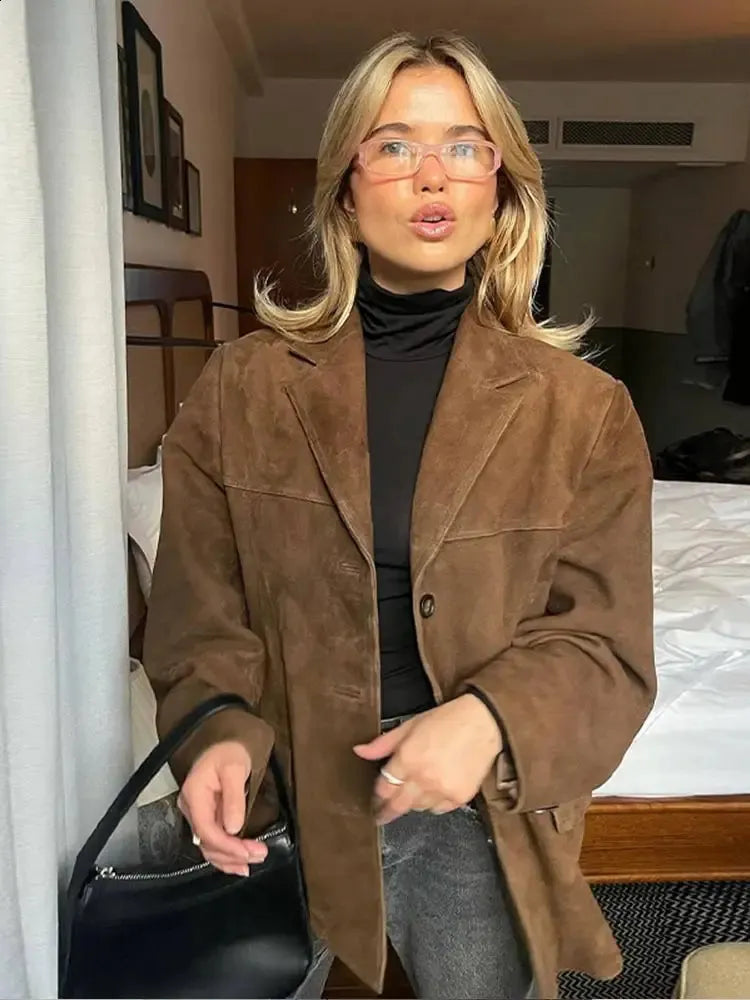 Sara - Vintage chic dámská bunda hnědá